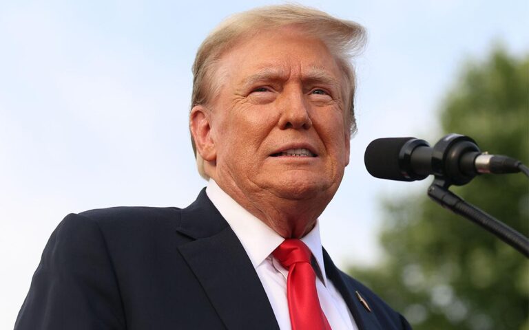 Former President Donald Trump speaks at a rally, Thursday, May 23, 2024, in the Bronx borough of New York.