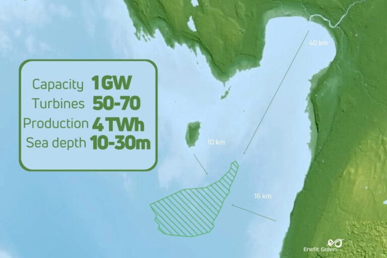 An image showing the location of the Liivi offshore wind farm in the Gulf of Riga