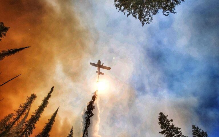 An aerial firefighting mission.