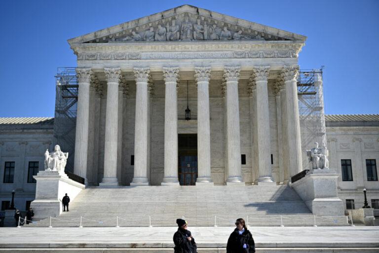 The Supreme Court is seen on Feb. 21 in Washington, as the court hears arguments challenging the Biden administration