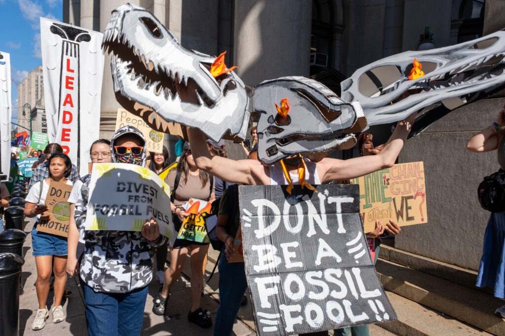 Strikers with Fridays for Future marched from Foley Square in Manhattan to Borough Hall in Brooklyn, New York City. Credit: Keerti Gopal/Inside Climate News