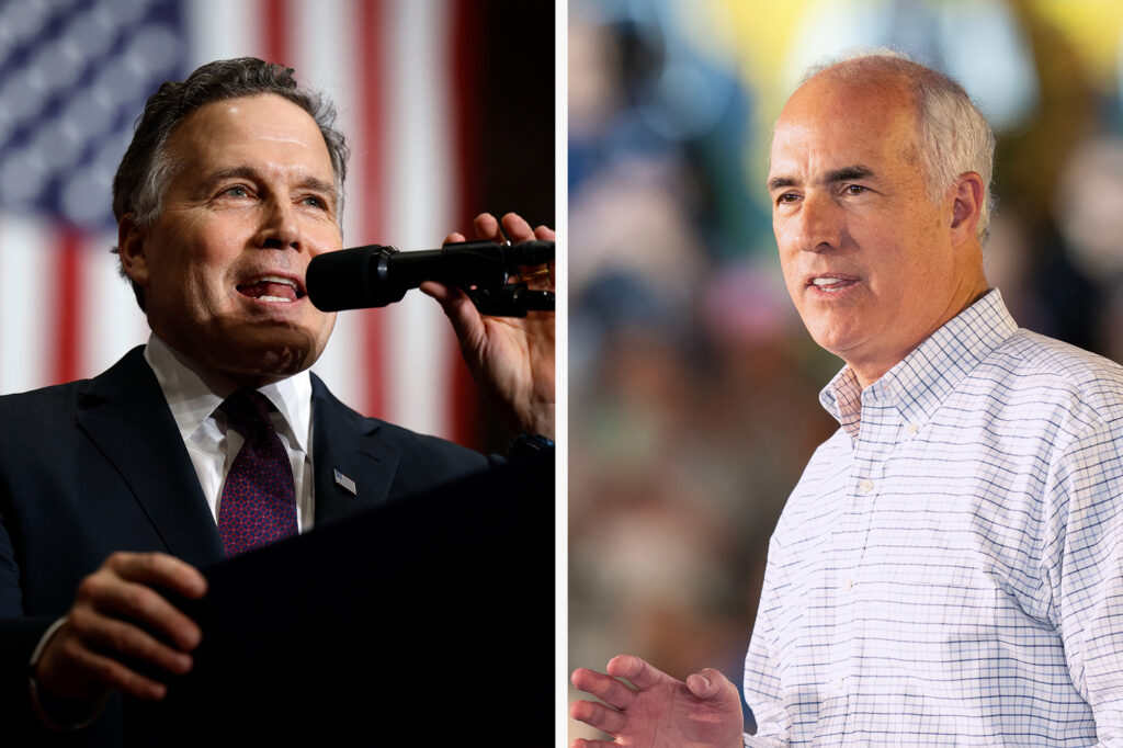 The first debate between Sen. Bob Casey (D-Pa.) and Republican challenger Dave McCormick will take place on Thursday. Credit: Chip Somodevilla/Getty Images and Lev Radin/Pacific Press/LightRocket