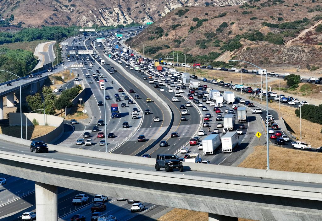 A view of traffic on California State Route 91 in Yorba Linda on Aug. 28. In its wish list for the incoming Trump administration, API asked to repeal the tailpipe and fuel economy standards for cars and trucks. Credit: Jeff Gritchen/MediaNews Group/Orange County Register via Getty Images