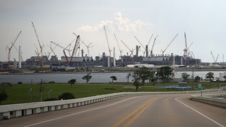 A view of the Golden Pass LNG Terminal construction site on June 7, 2023 in Sabine Pass near the Gulf Coast. Credit: Jon Shapley/Houston Chronicle via Getty Images