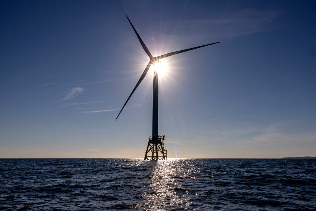 A wind turbine generates electricity at the Block Island Wind Farm off the shores of Rhode Island. Credit: John Moore/Getty Images