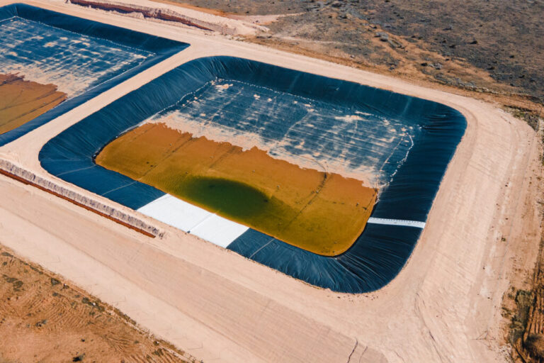 An aerial view of produced water ponds, used to treat and recycle wastewater from fracking, in Lenorah, Texas. Credit: Julian Mancha for The Texas Tribune/Inside Climate