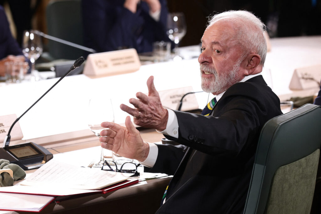Brazilian President Luiz Inácio Lula da Silva speaks during a session of the Group of Seven (G7) Summit on June 17 in Kananaskis, Alberta, Canada. Credit: Teresa Suarez/AFP via Getty Images