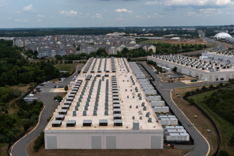 An aerial view of an Amazon Web Services data center in Ashburn, Va. Credit: Nathan Howard/Getty Images