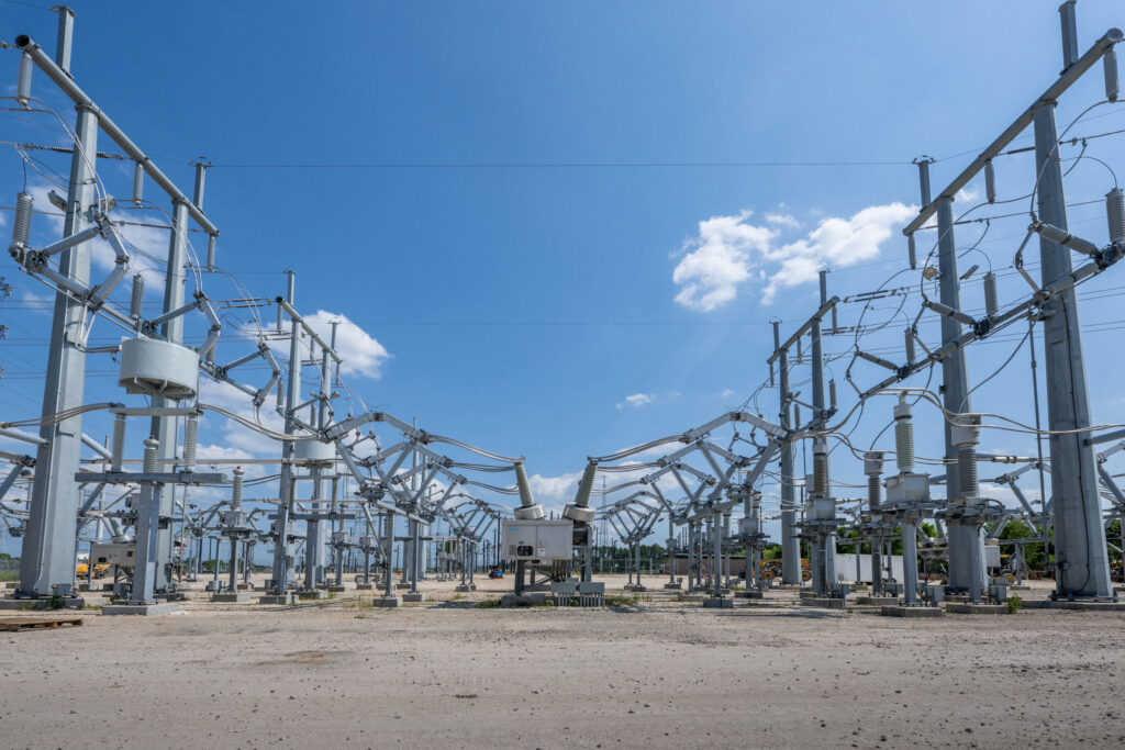 An electric substation is seen at a power plant in Houston. Credit: Brandon Bell/Getty Images