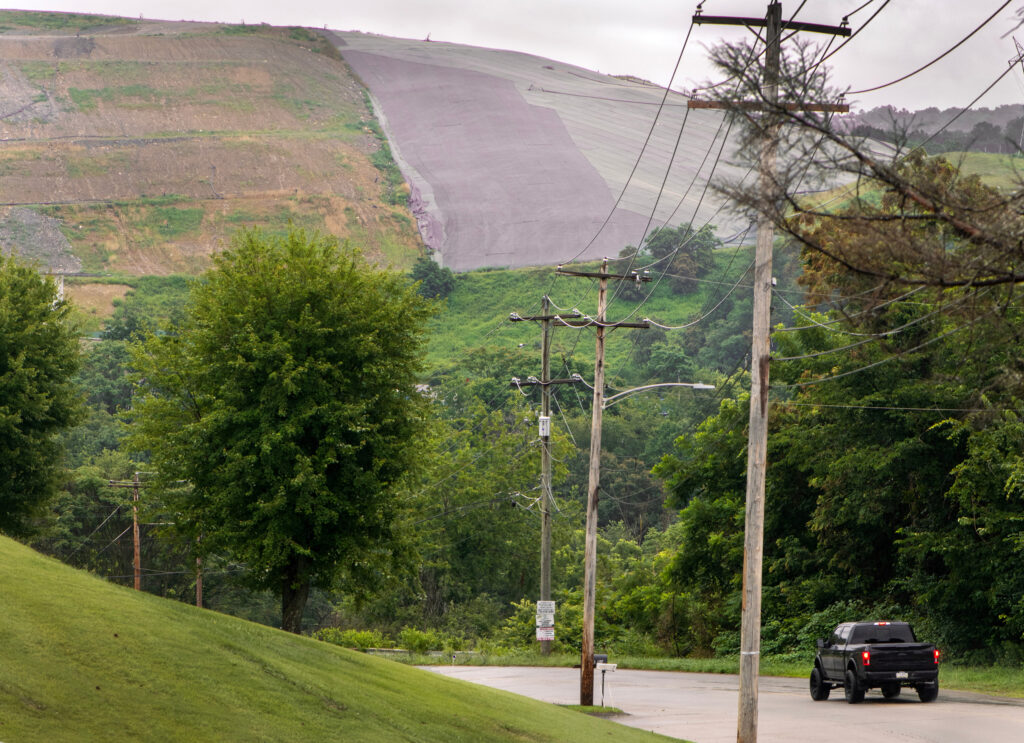 The Westmoreland Sanitary Landfill dominates the horizon in Belle Vernon, Pa. Credit: Scott Goldsmith/Inside Climate News