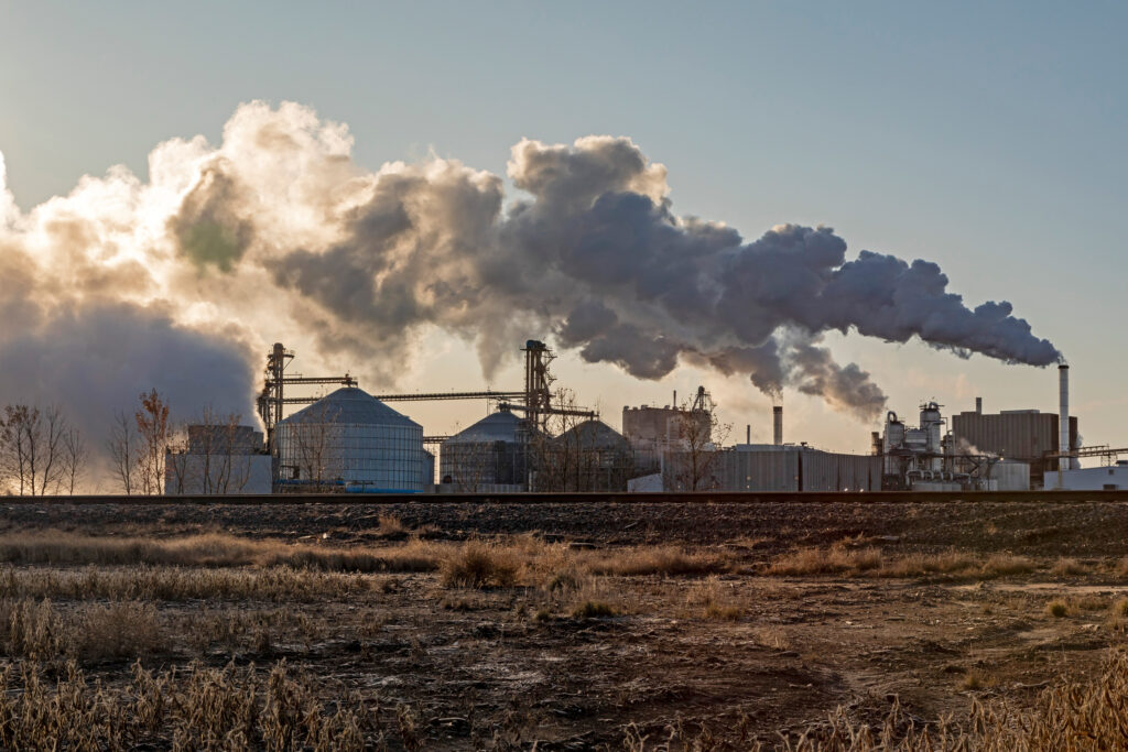 An ethanol plant is seen in Casselton, N.D. Credit: Jim West/UCG/Universal Images Group via Getty Images