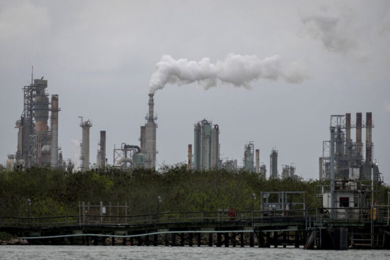 An oil refinery sits near the Corpus Christi Ship Channel in Texas. Credit: Loren Elliott/AFP via Getty Images