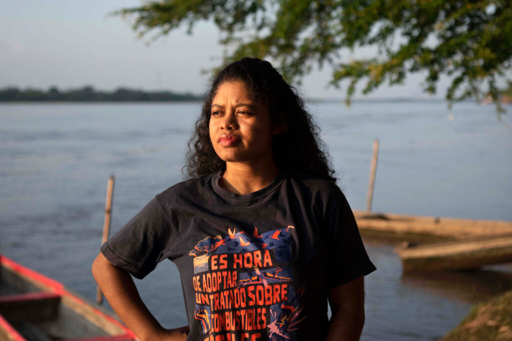 Yuvelis Morales Blanco stands next to Colombia’s Magdalena River. Credit: Christian EscobarMora for the Goldman Environmental Prize