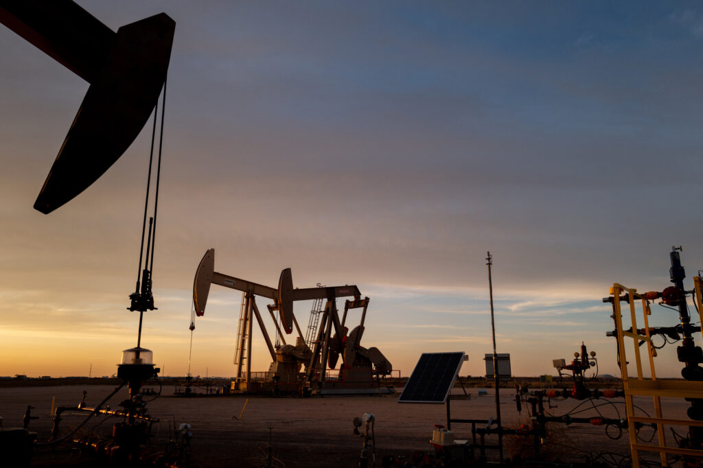 Pumpjacks operate in an oilfield on March 16 in Midland, Texas. Credit: Brandon Bell/Getty Images