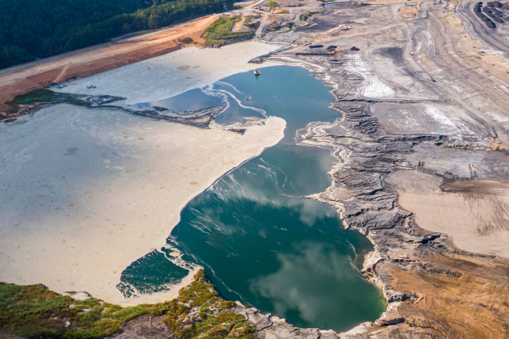 An aerial view of a coal ash pond in Jefferson County, Alabama. Credit: Lee Hedgepeth/Inside Climate News
