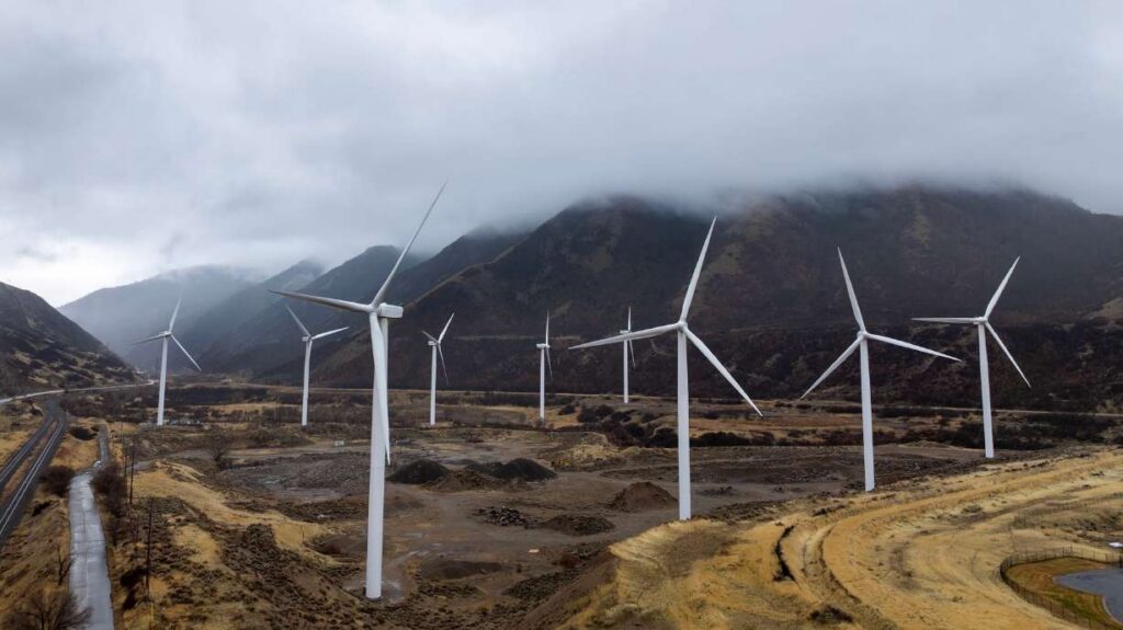 Sixteen Utah cities and counties have opted to take part in a program to bolster renewable energy use, potentially through solar, wind, geothermal and/or hydroelectric power. The Jan. 2 photo shows the Spanish Fork Wind Park.