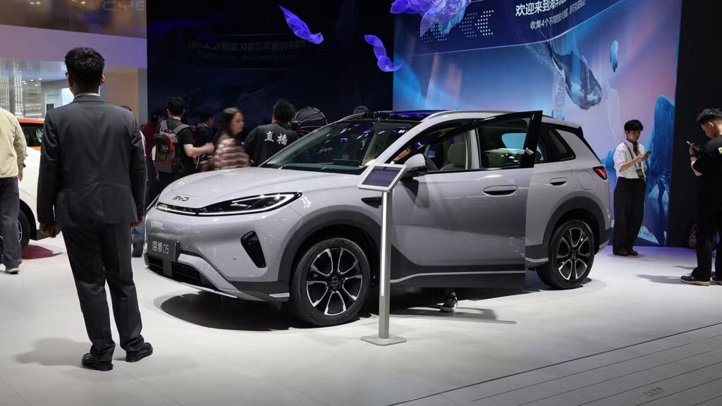 A BYD Sealion 05 on display at the Beijing Auto Show in April 2026.