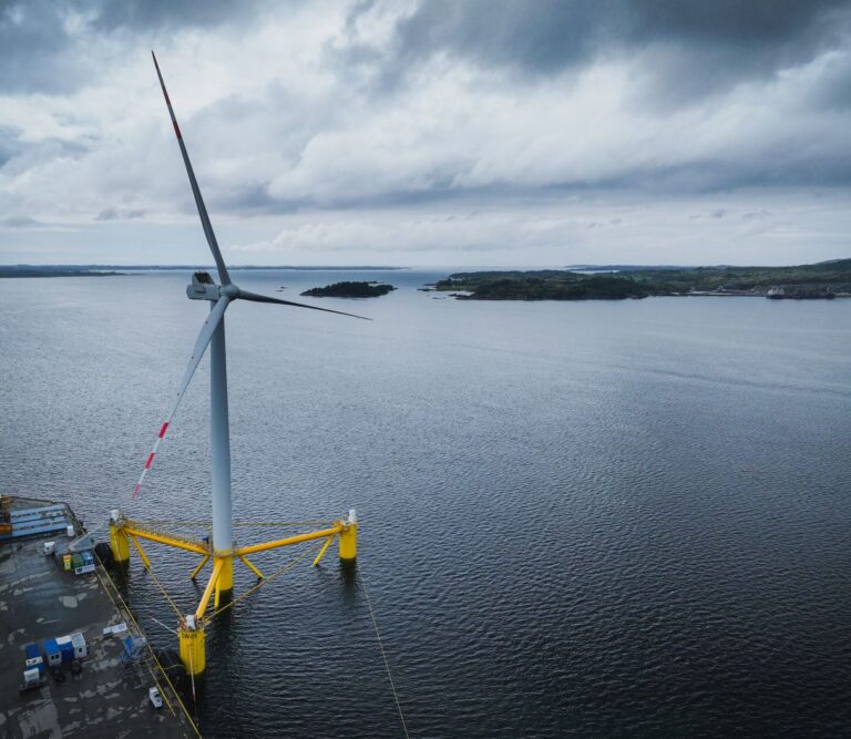 Floating Wind Turbine that Will Power UK Gas Platform Ready for Tow to Offshore Site
