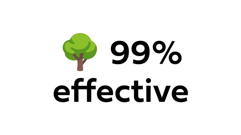 Tree icon next to the text '99% effective', indicating high effectiveness.
