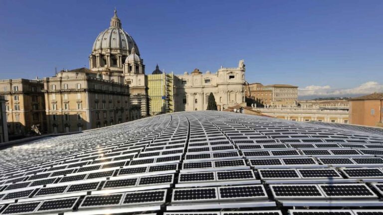 The Vatican put 2,400 solar panels on an audience hall roof and now wants to cover a field ten times the size of the whole country, on foreign soil, in between the antennas still beaming shortwave radio at three continents