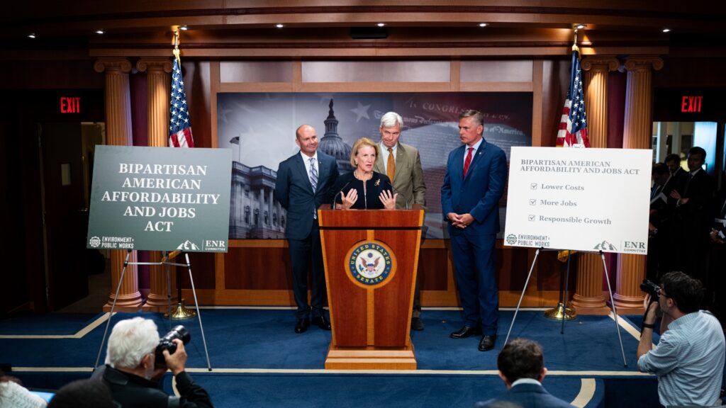 Senators Mike Lee, Shelley Moore Capito, Sheldon Whitehouse, and Martin Heinrich hold a news conference on the Bipartisan American Affordability and Jobs Act.